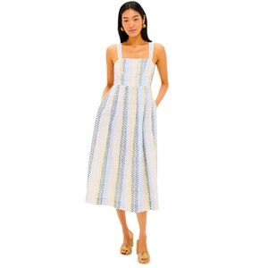 Tuckernuck Blue and Yellow Striped Midi Dress